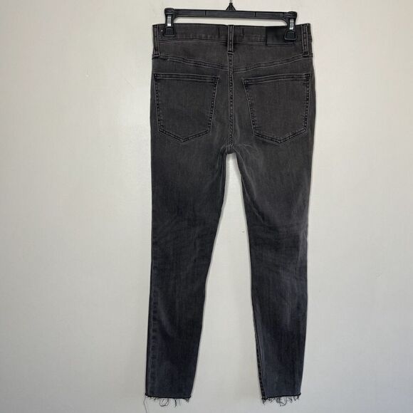 MADEWELL Skinny Jeans Womens Petite 27P Black Mid-Rise Stretch Rip Knee H3149 - Picture 5 of 10